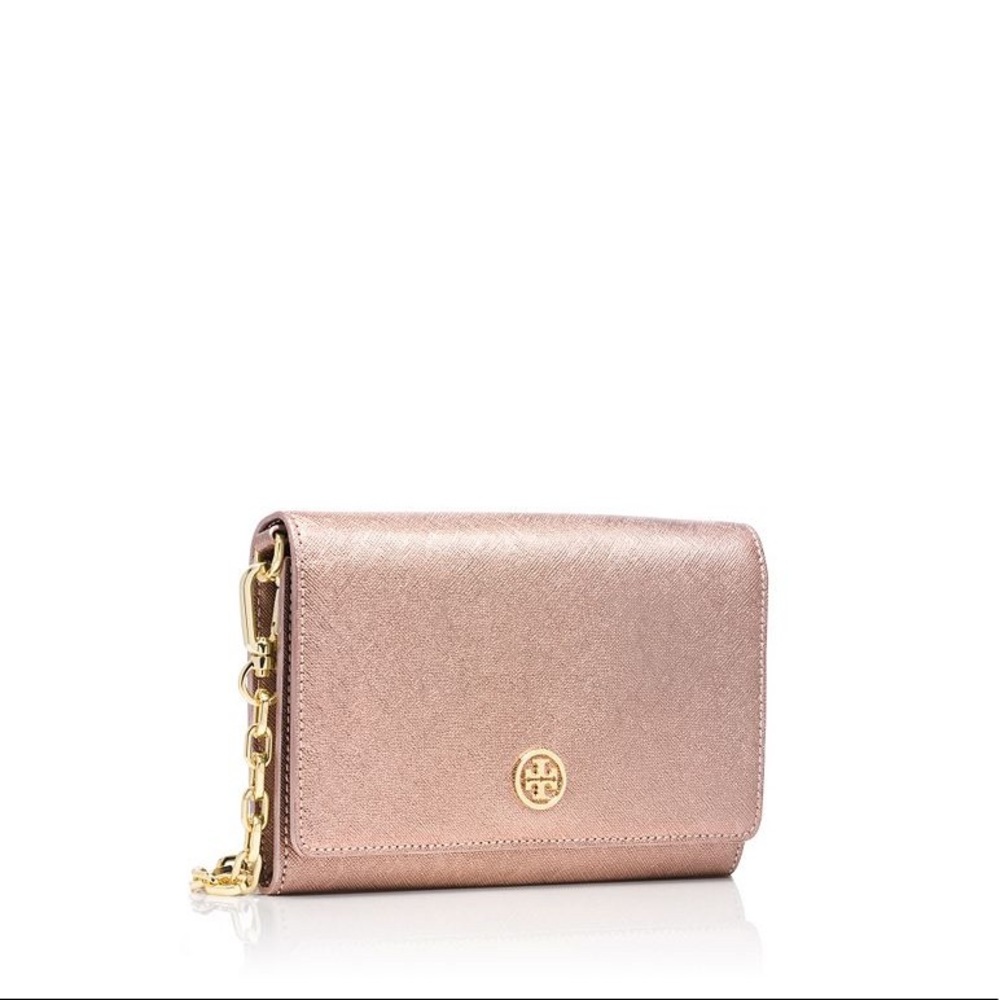Tory Burch Rose Gold Robinson Chain Wallet
